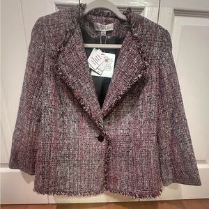 Kasper Women's Tweed Blazer - Black and Pink